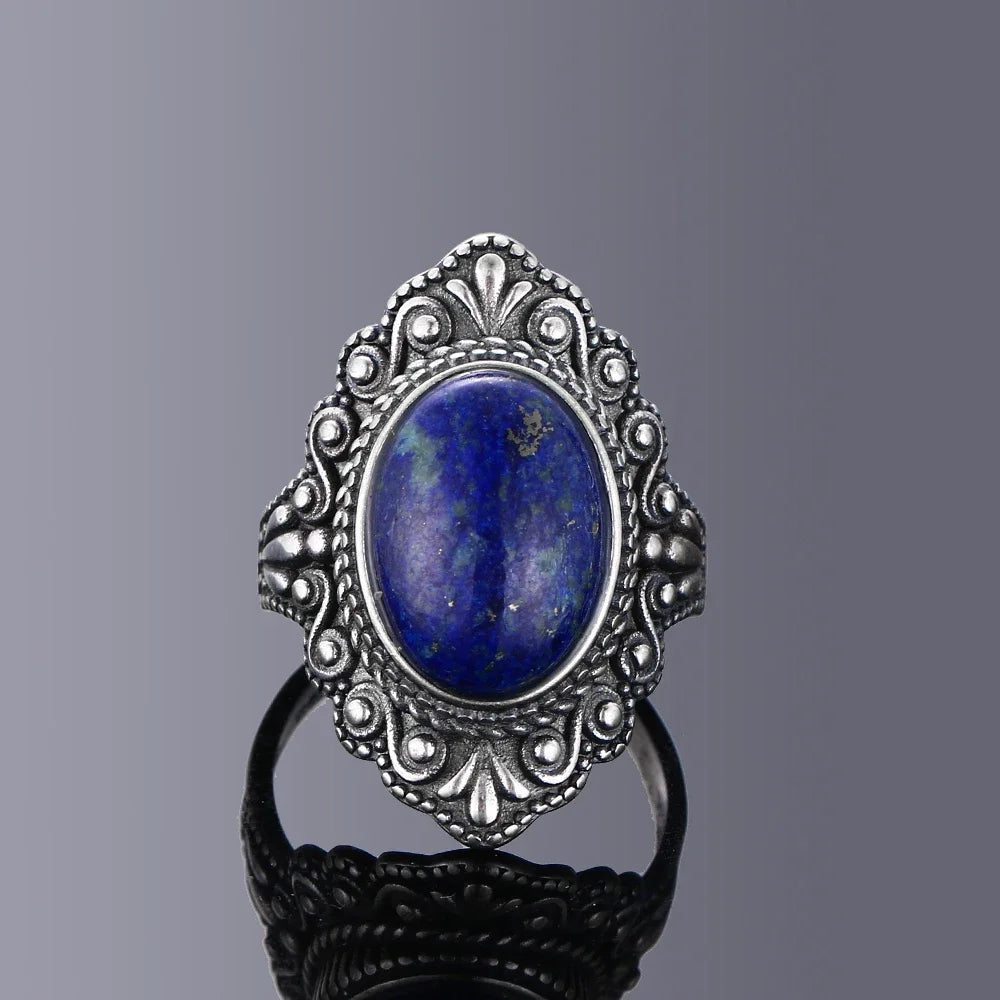 Silver ring with gemstone