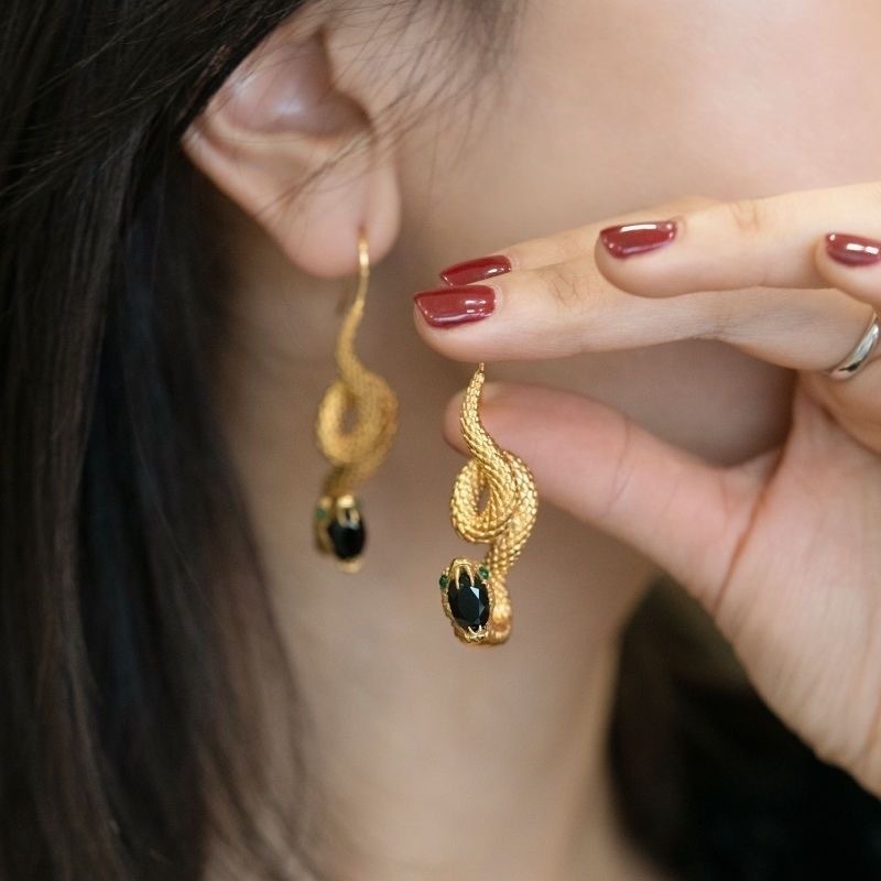 Golden snake earrings