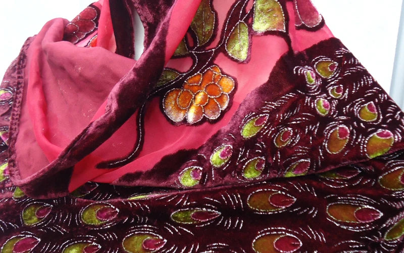 Peacock Velvet Scarf