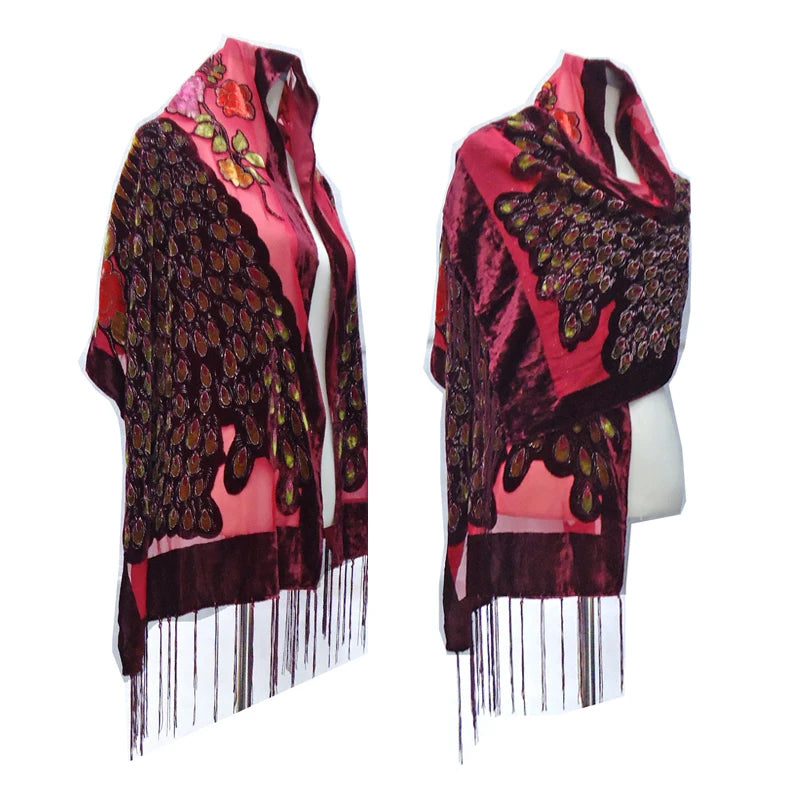 Peacock Velvet Scarf