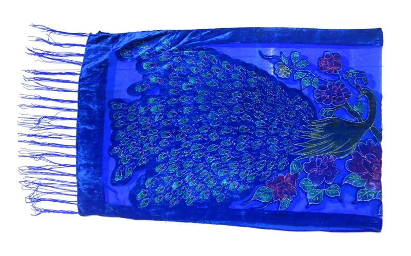 Peacock Velvet Scarf