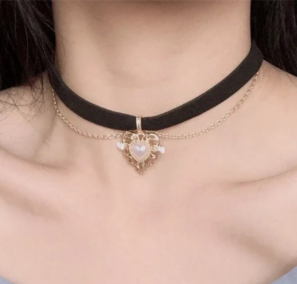 Black Velvet Heart Choker