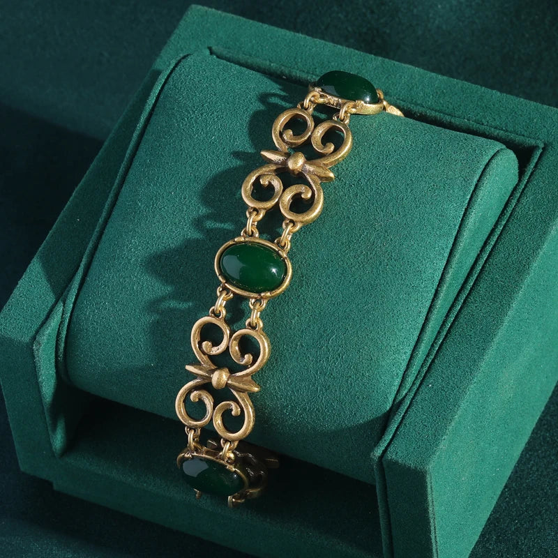 Plated bracelet with captivating green stones