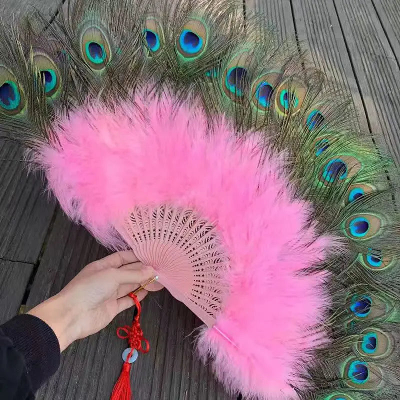 Large Peacock Feather Fan for burlesk dance