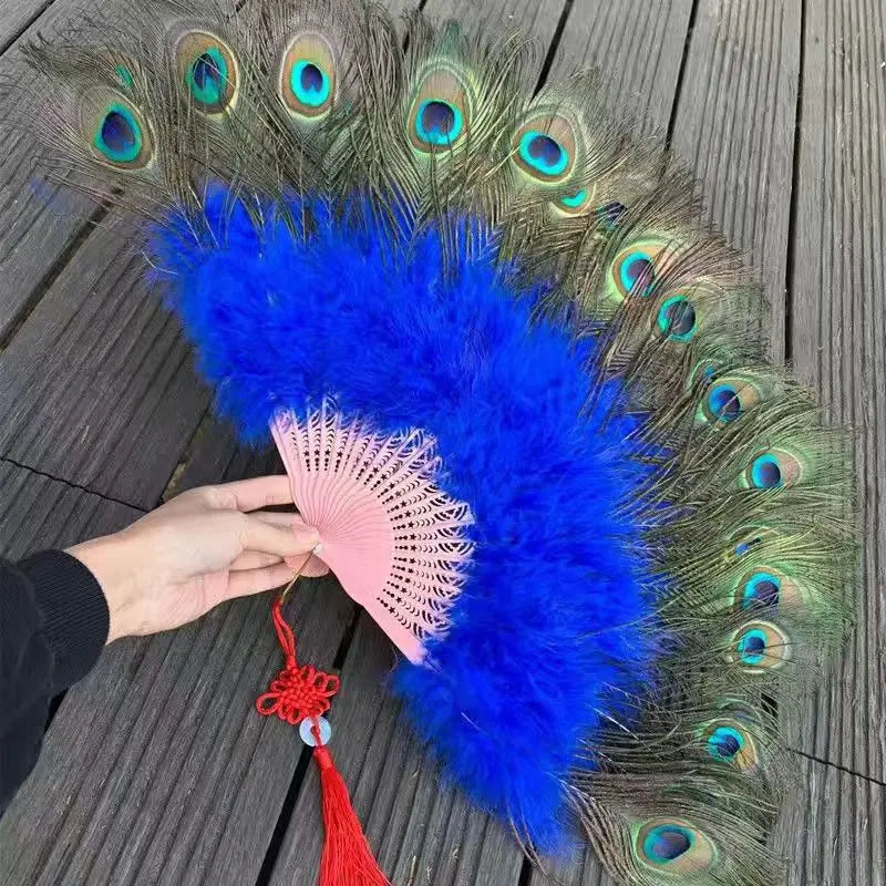 Large Peacock Feather Fan for burlesk dance