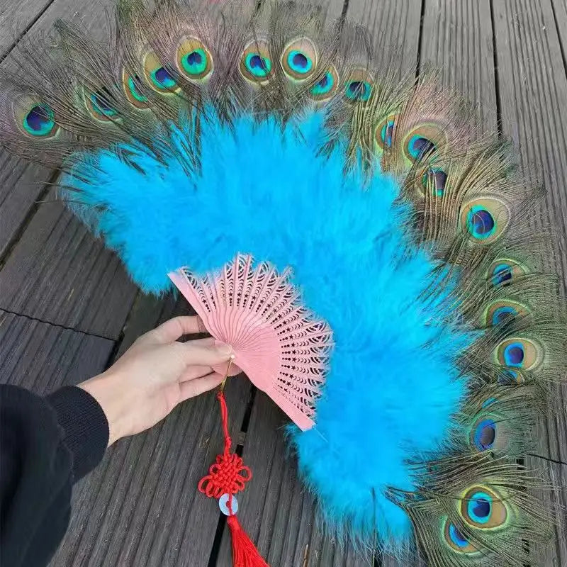 Large Peacock Feather Fan for burlesk dance