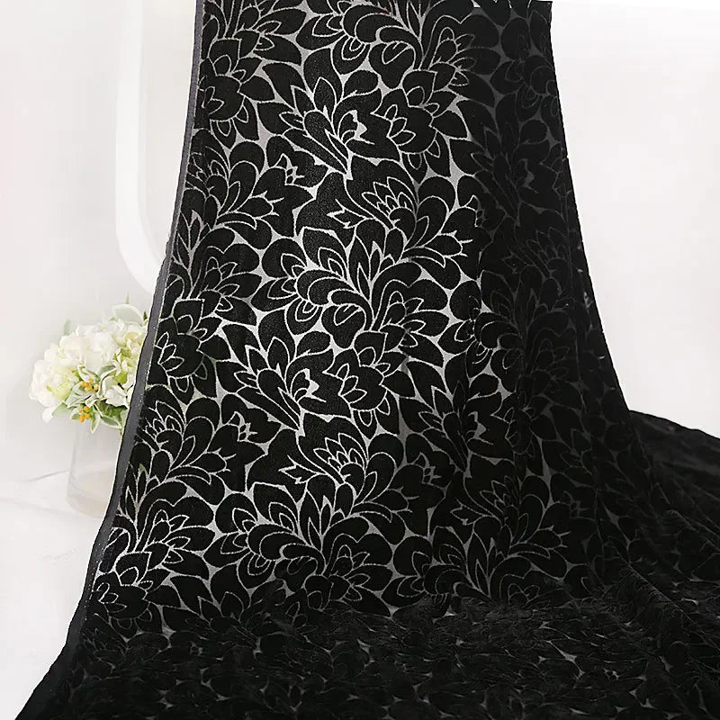50cm/100cm*114cm Brocade Burnt-out Velvet Fabric with floral design