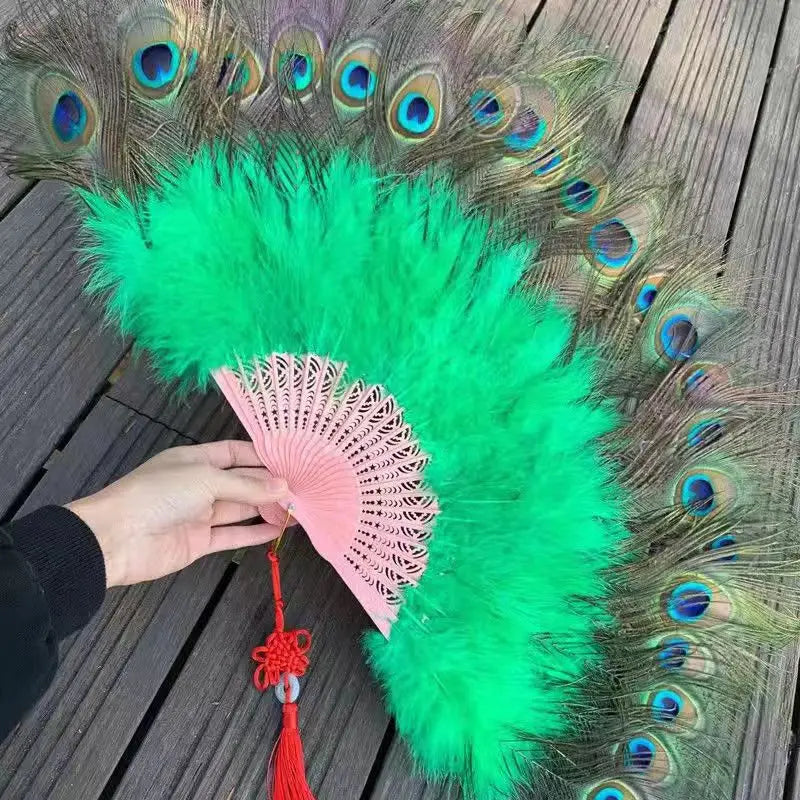 Large Peacock Feather Fan for burlesk dance