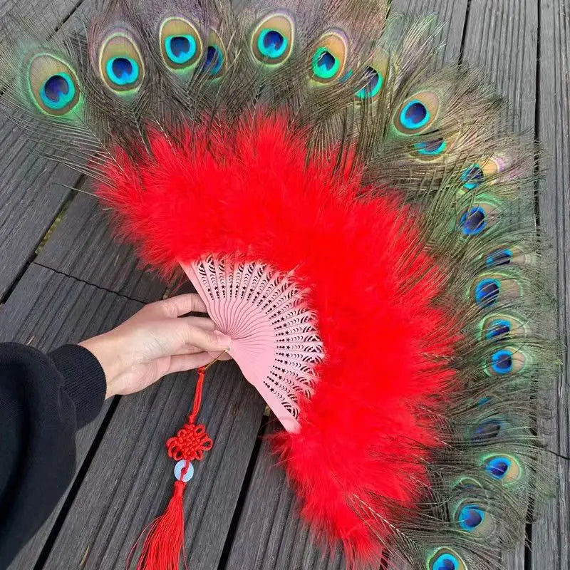 Large Peacock Feather Fan for burlesk dance