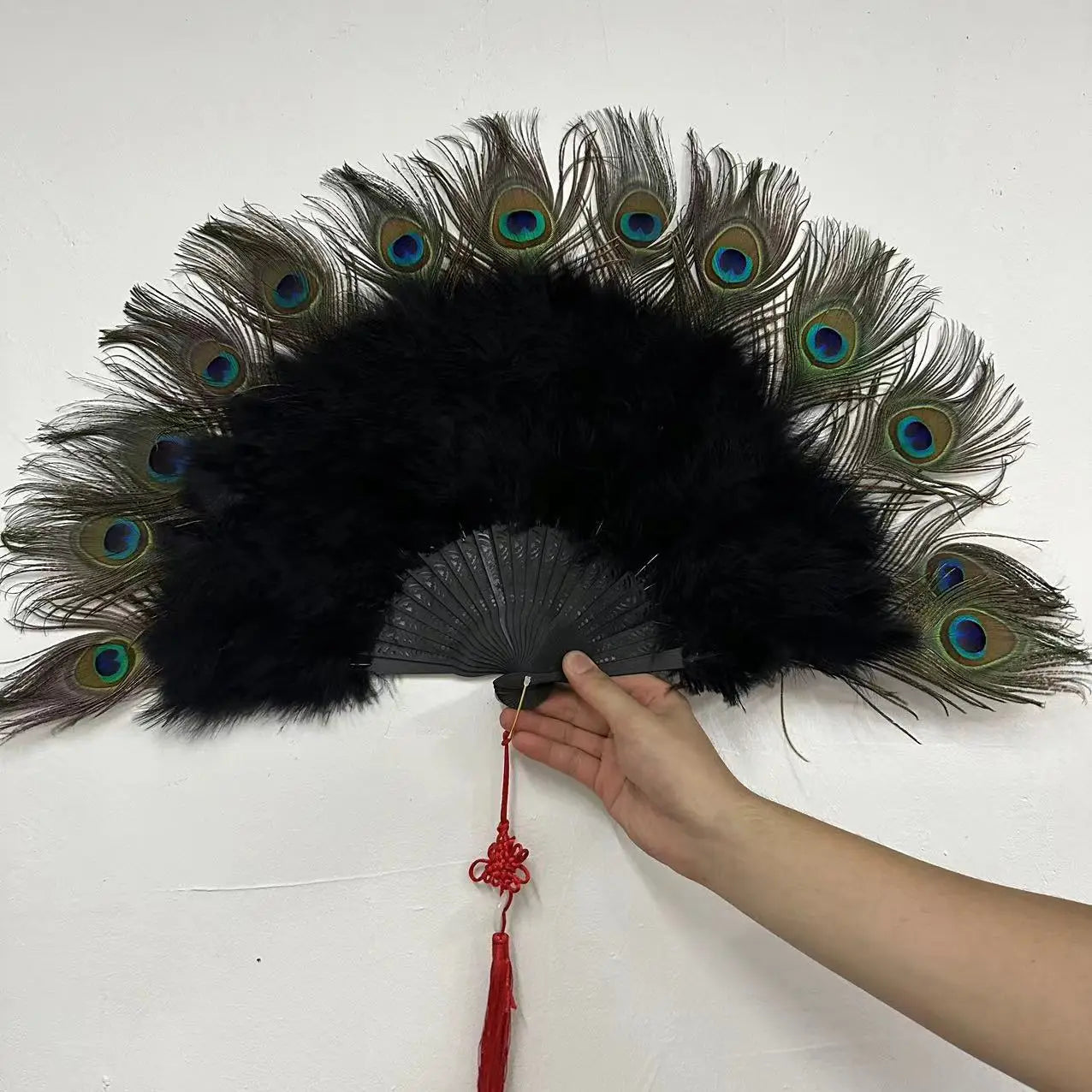 Large Peacock Feather Fan for burlesk dance