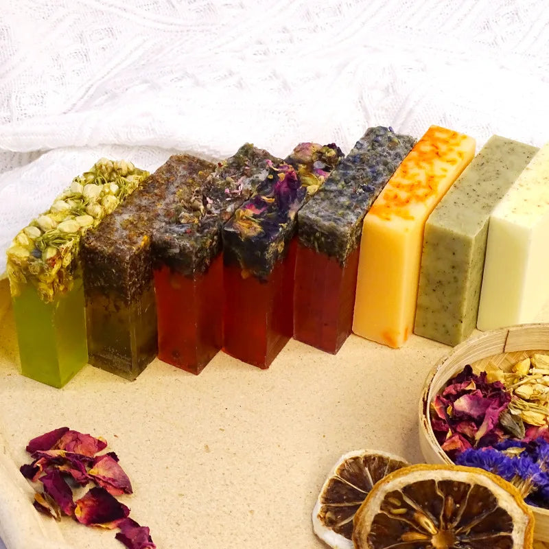 7 Varieties Handmade Soap Bars 80g | Botanical Flowers & Essential Oils | Face & Body Cleanser Travel-Size