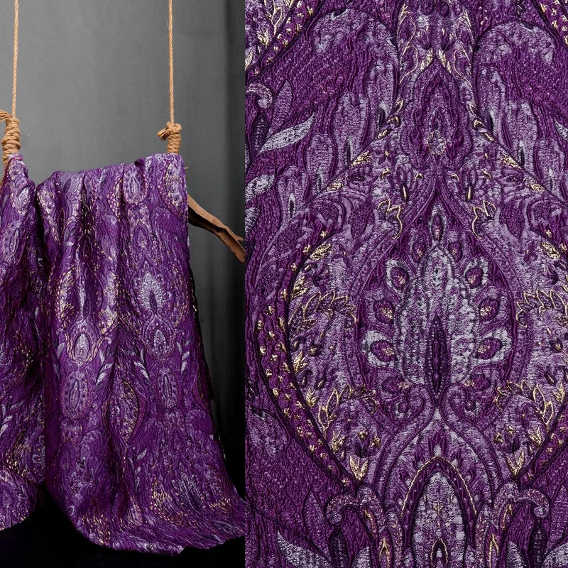 Purple Relief Jacquard Fabric