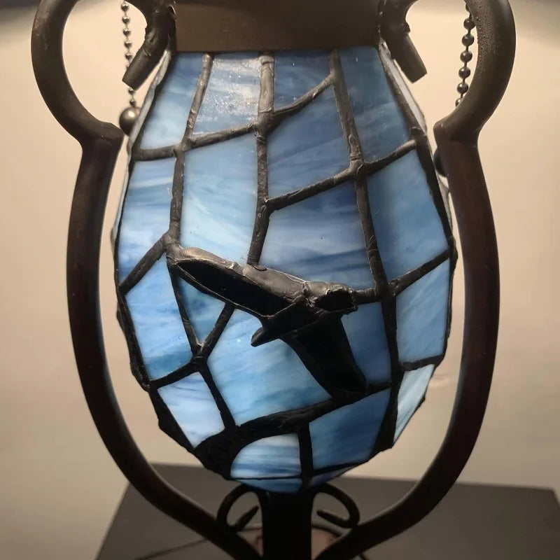 Raven in Full Moon -Tiffany Style Stained Glass Table Lamp