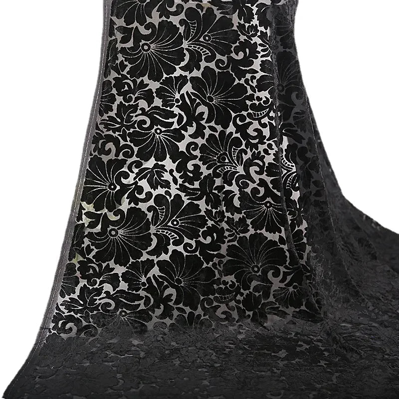50cm/100cm*114cm Brocade Burnt-out Velvet Fabric with floral design