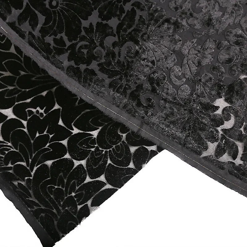 50cm/100cm*114cm Brocade Burnt-out Velvet Fabric with floral design