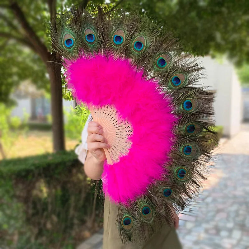 Large Peacock Feather Fan for burlesk dance