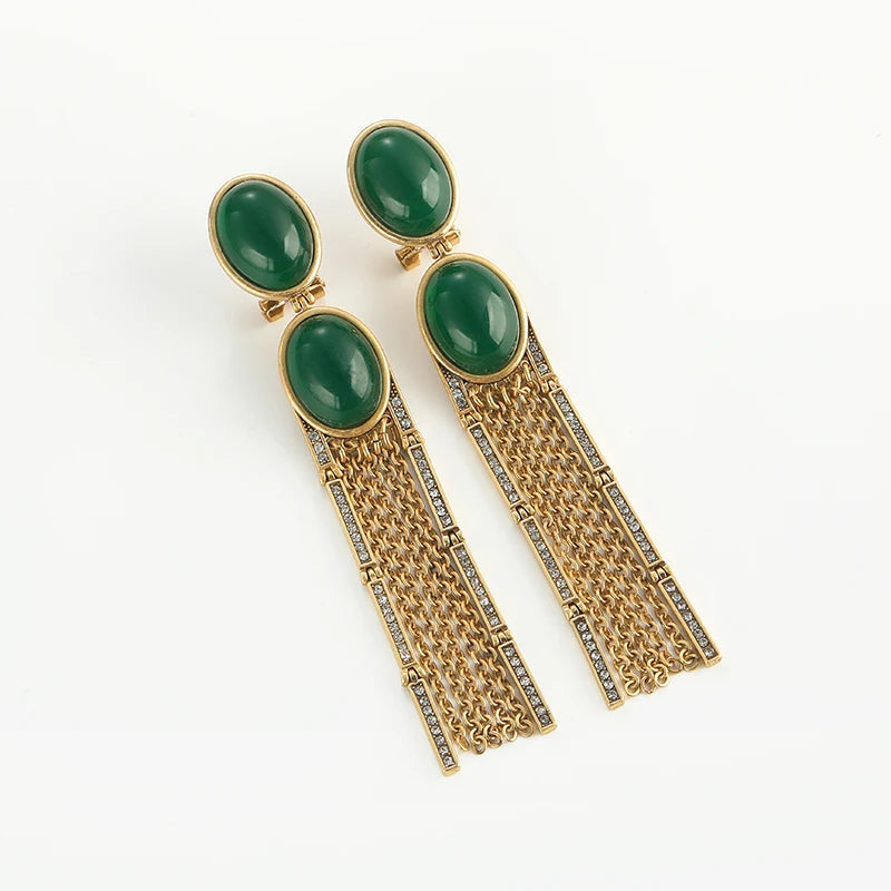 Oval emerald earrings