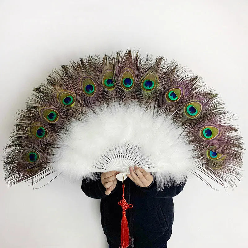 Large Peacock Feather Fan for burlesk dance