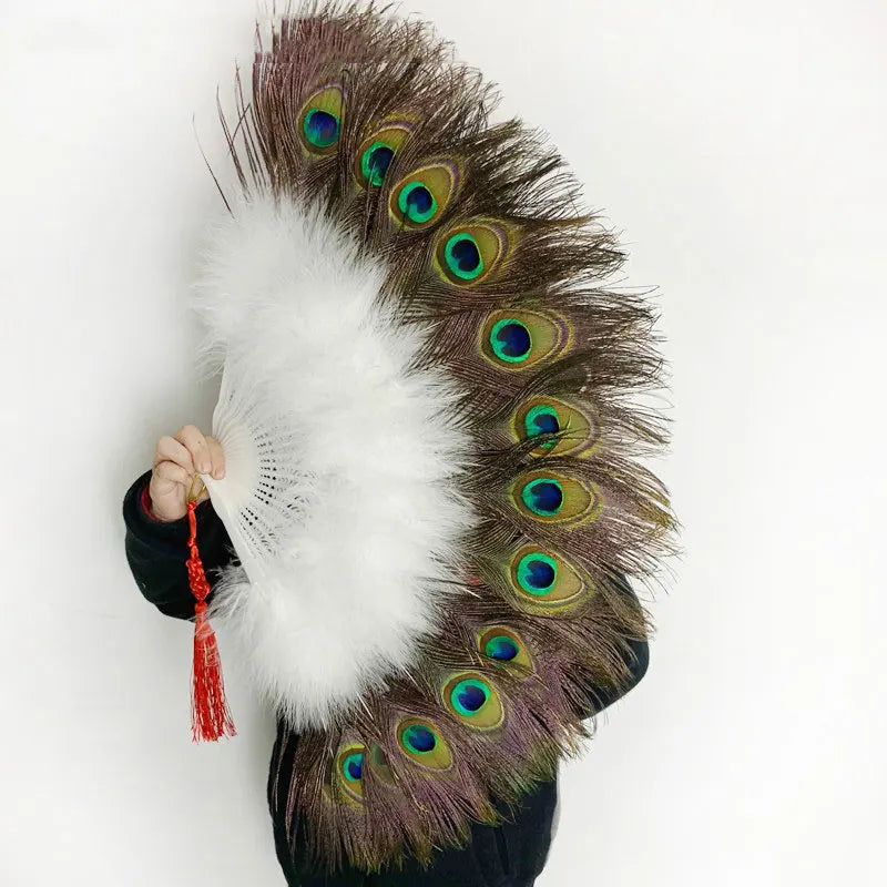 Large Peacock Feather Fan for burlesk dance