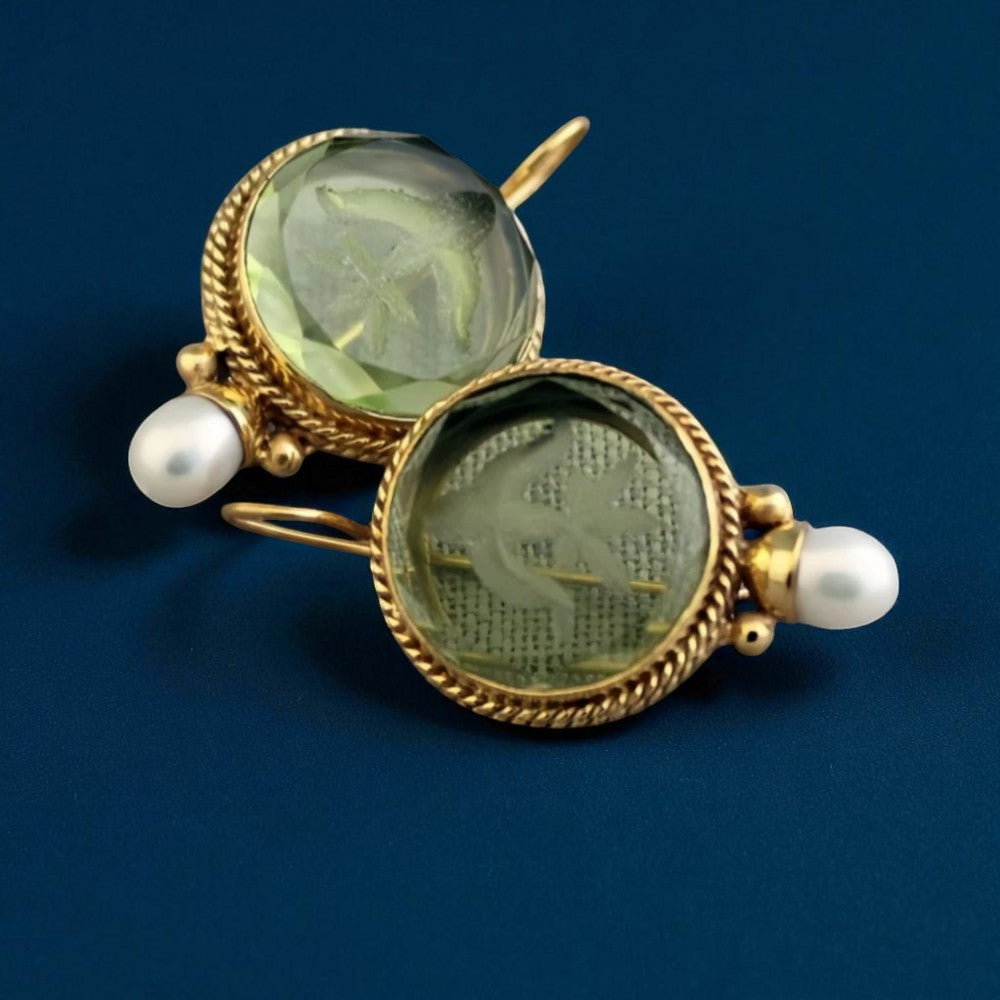 Elegant Vintage Geometric Pearl Drop Earrings