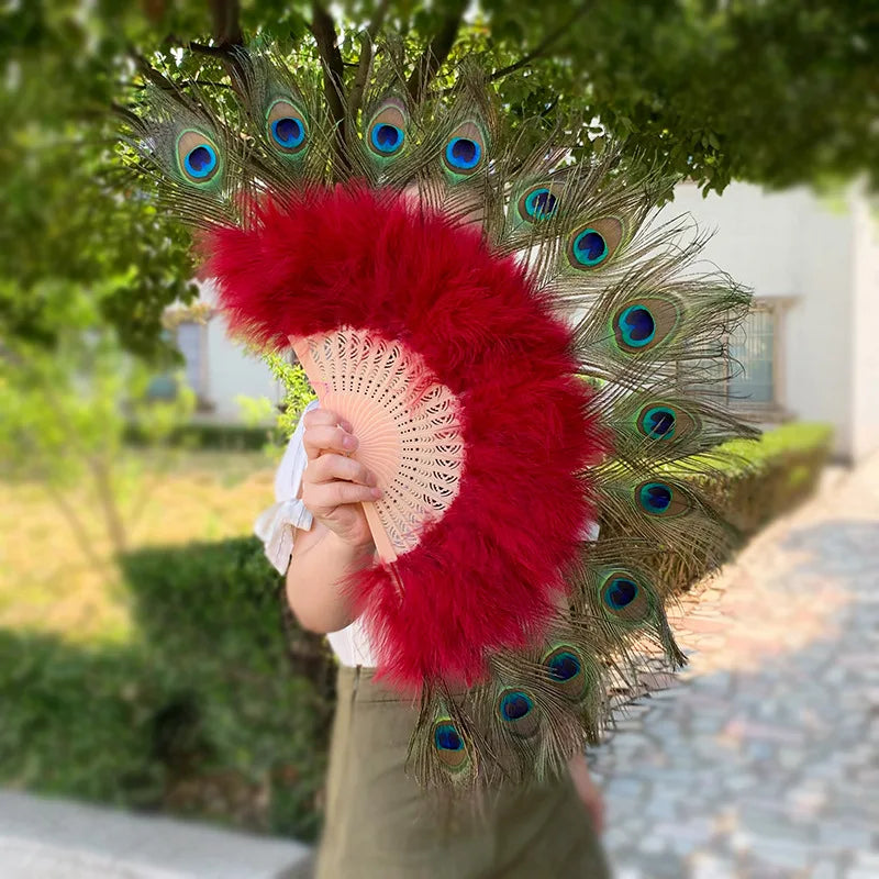 Large Peacock Feather Fan for burlesk dance