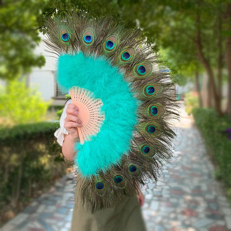 Large Peacock Feather Fan for burlesk dance