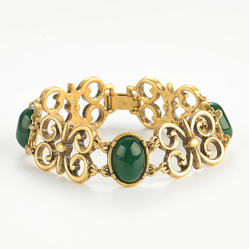 Plated bracelet with captivating green stones