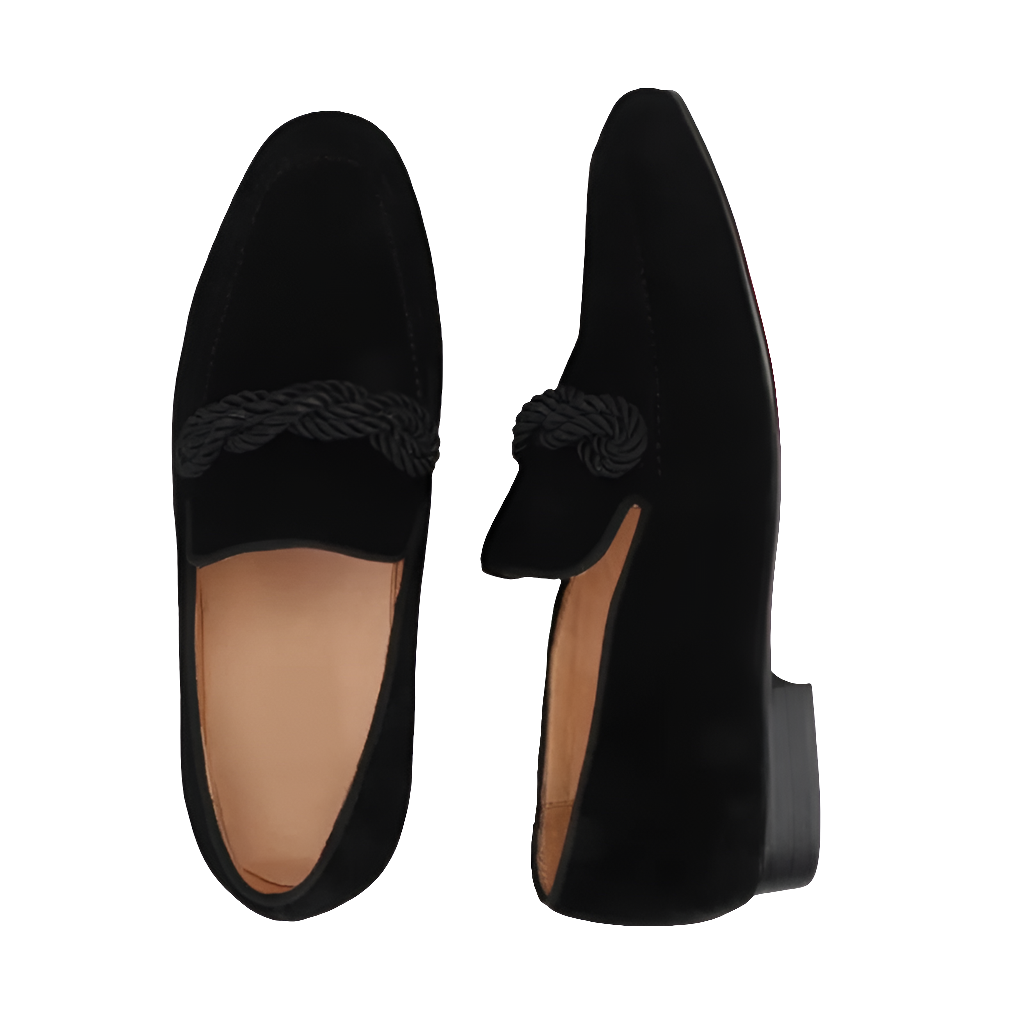 Men's Velvet Loafers With decorative Ropes