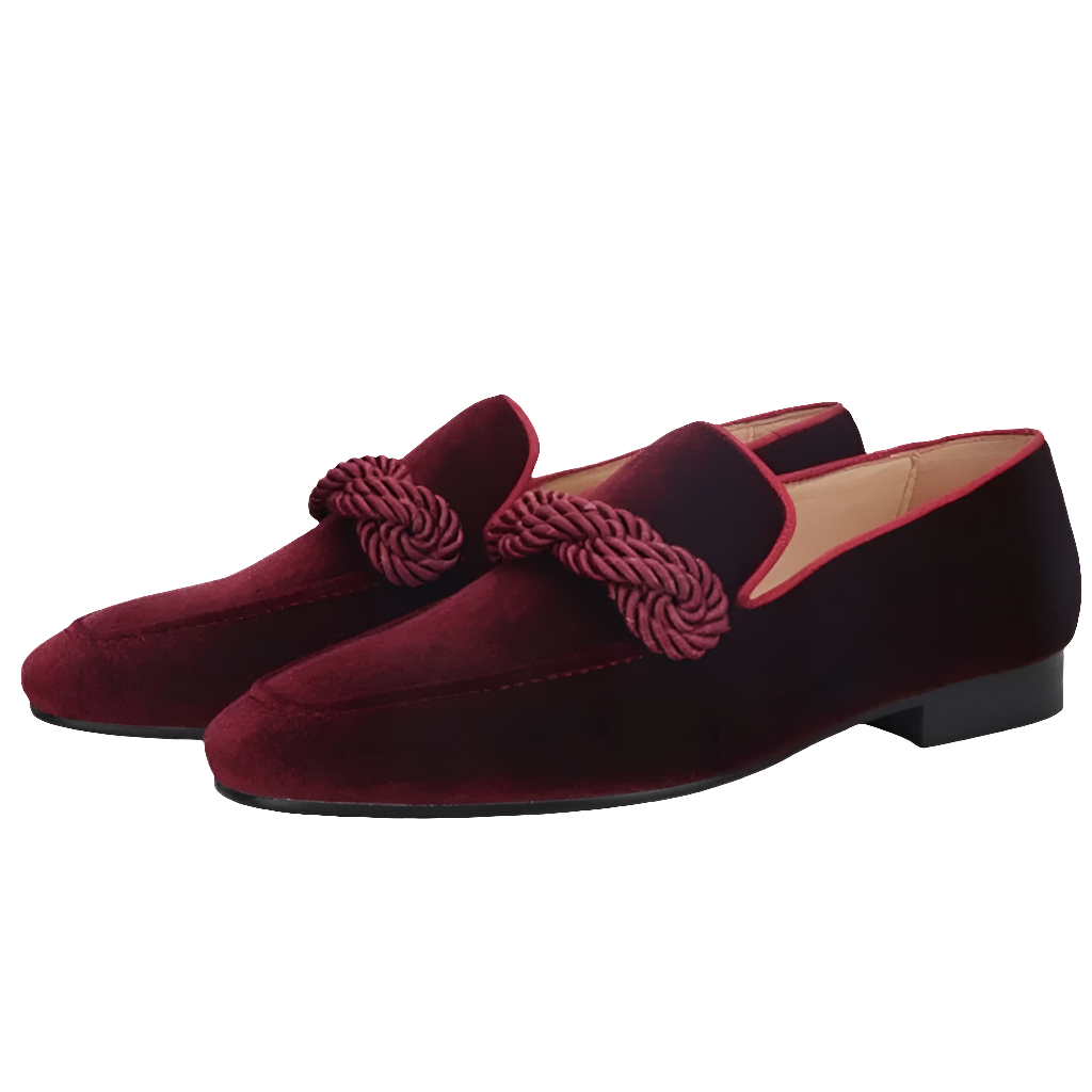 Men's Velvet Loafers With decorative Ropes