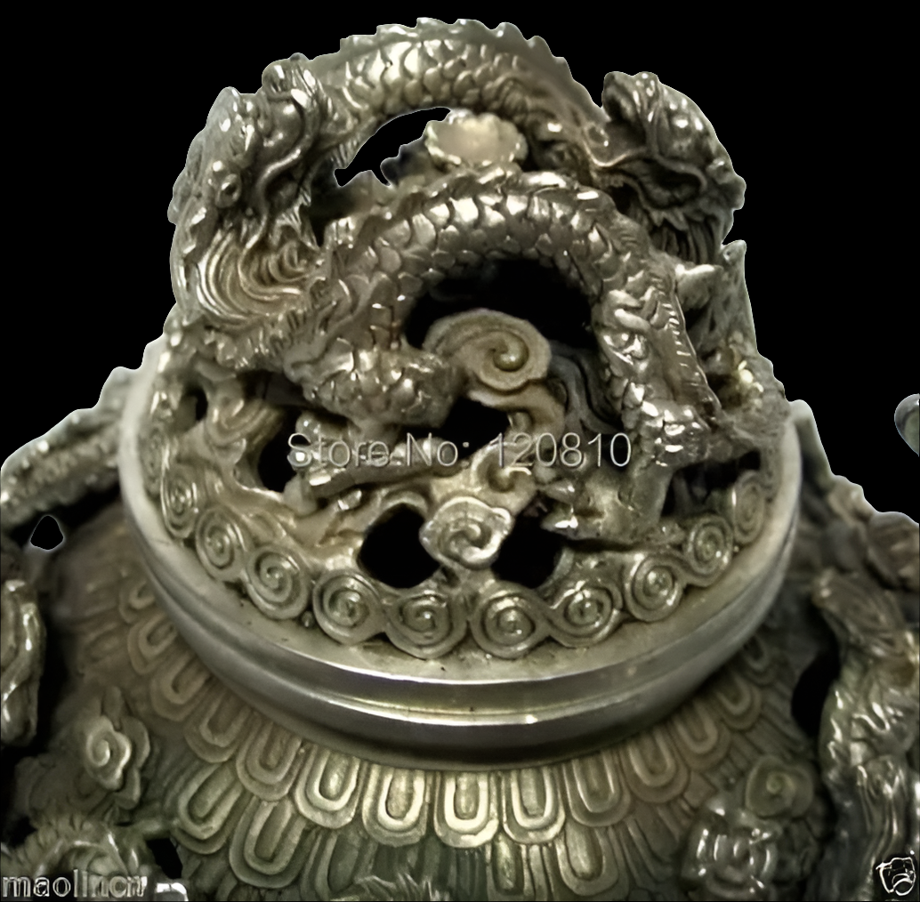 Tibet silver nine dragon censer