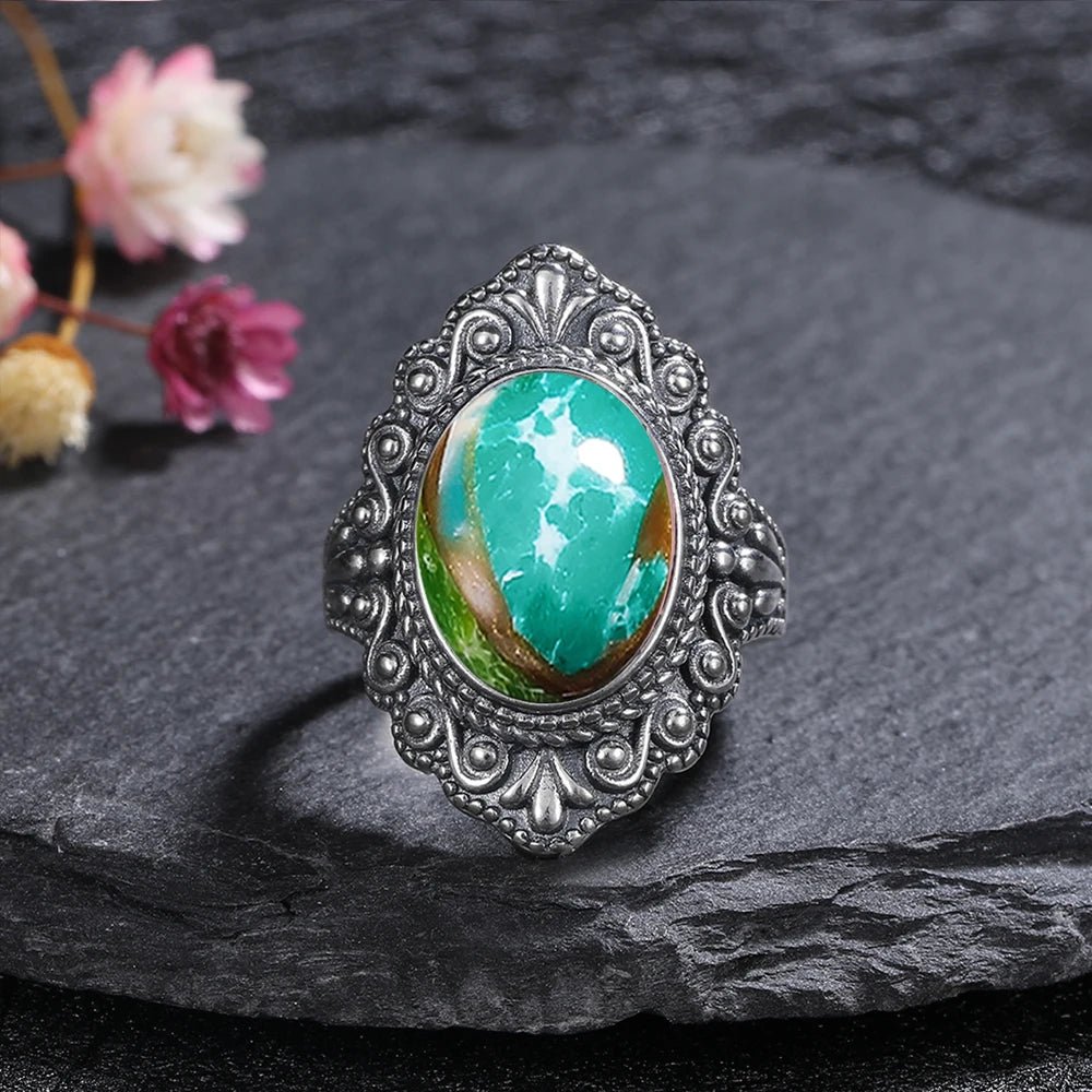 Silver ring with gemstone