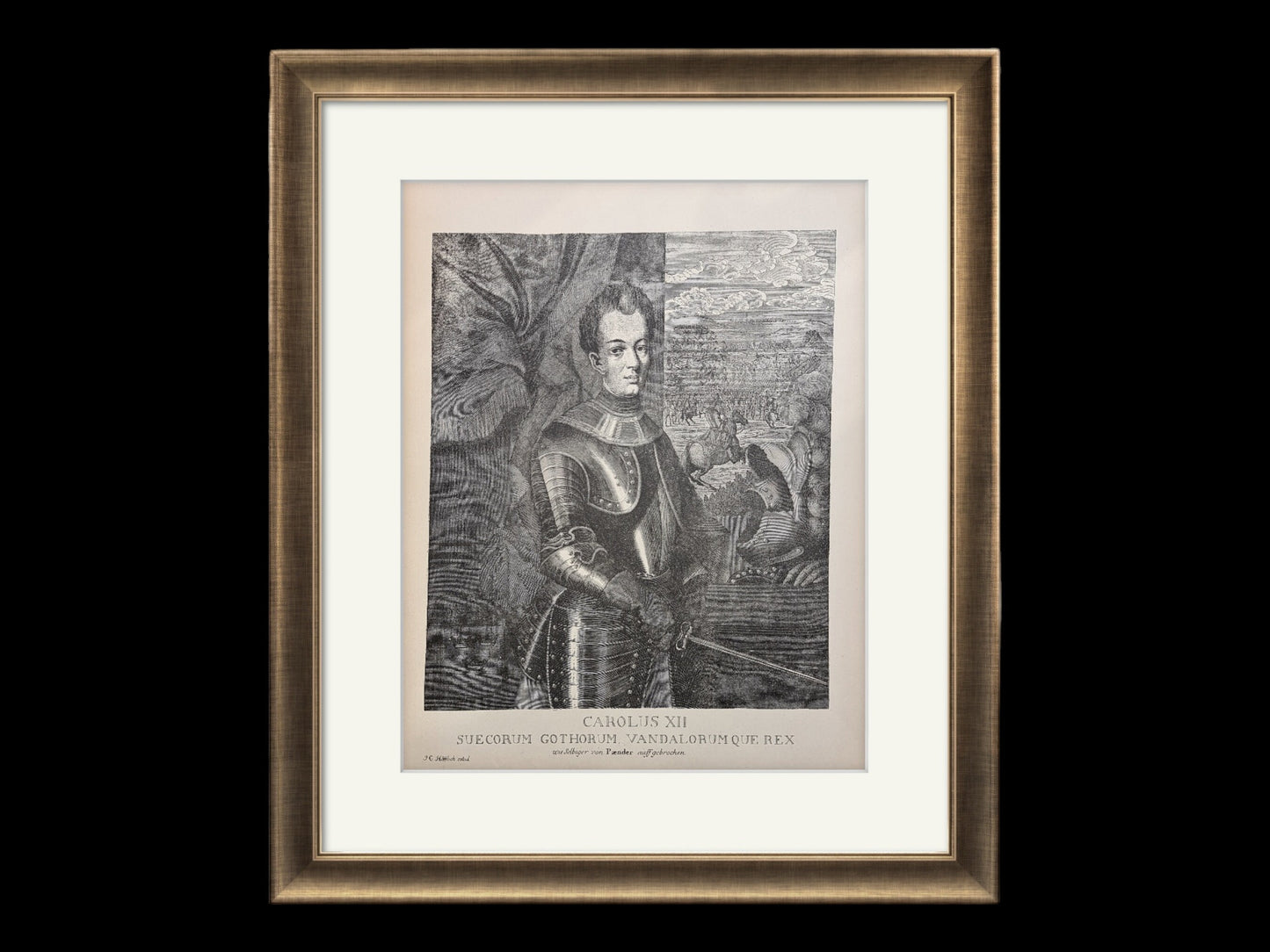 Swedish king Carolus XII, art print