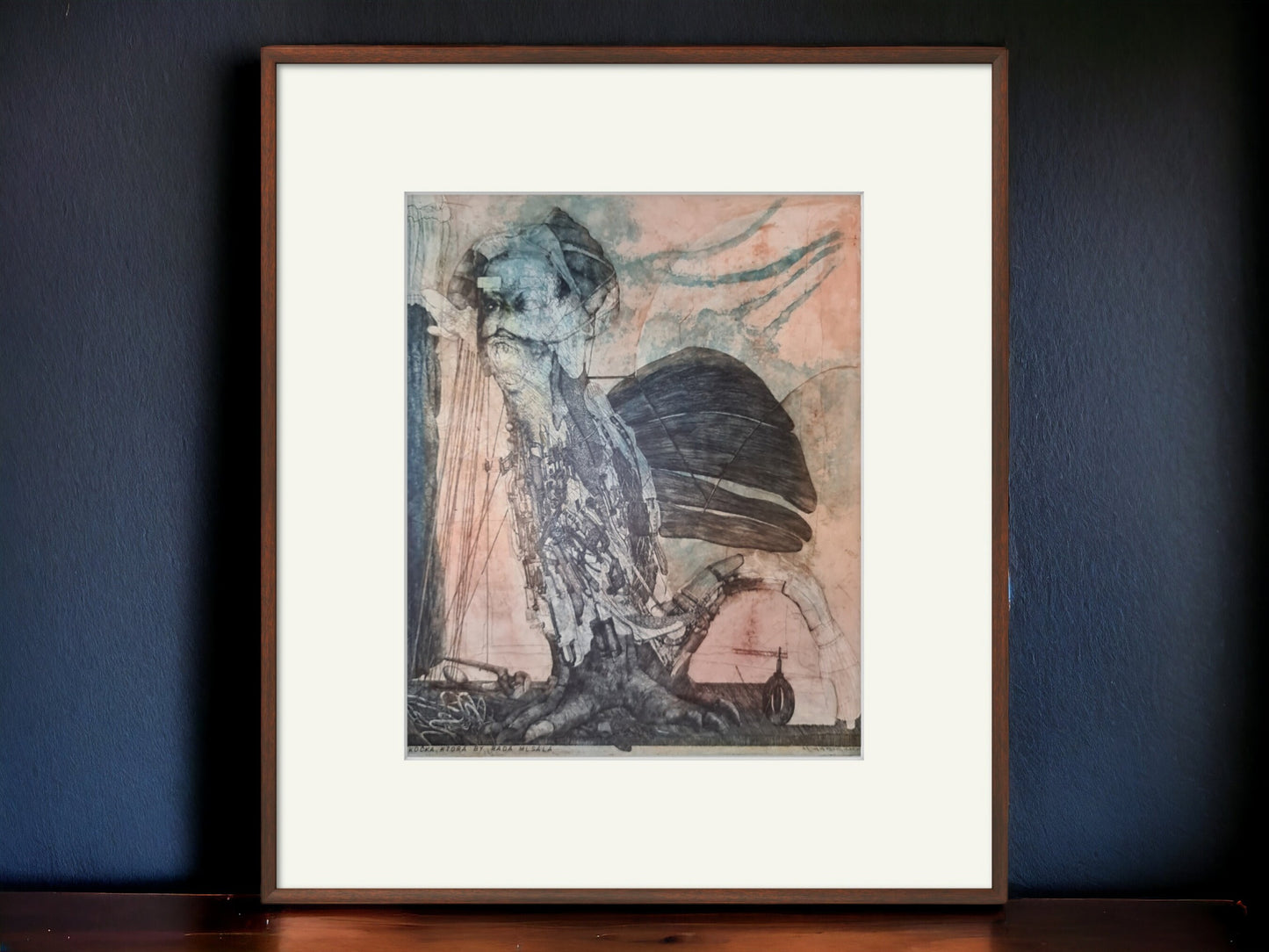 Duśan Kalcay "A cat that would like a tidbit" etching