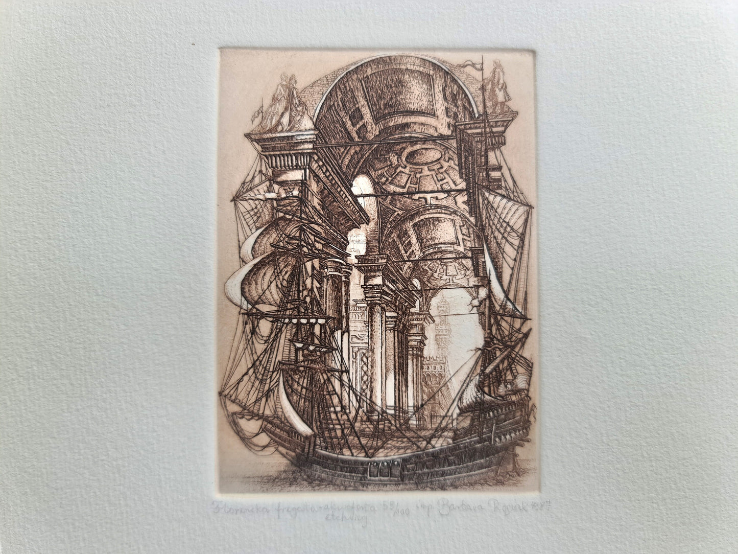 Akvaforta etching "Florenceka fregata" 55/100