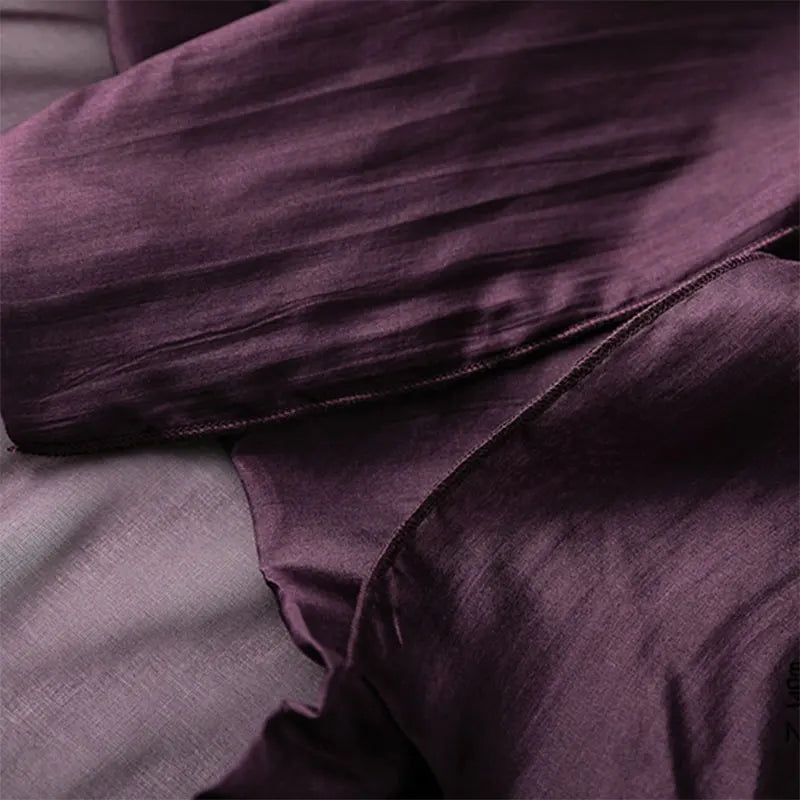 100% Mulberry Silk Solid Purple Long skirt