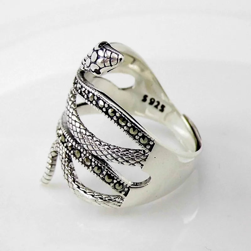 Sterling 925 Silver adjustable Snake Ring