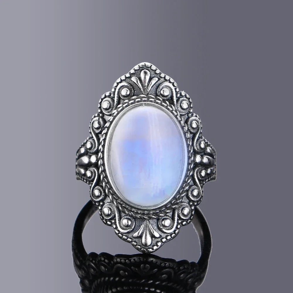 Silver ring with gemstone