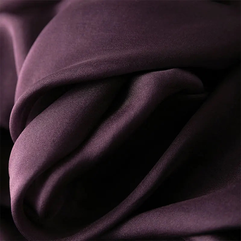 100% Mulberry Silk Solid Purple Long skirt