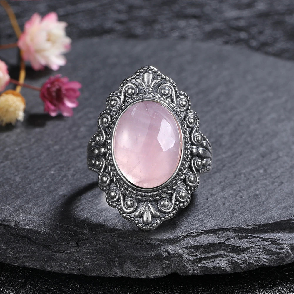 Silver ring with gemstone