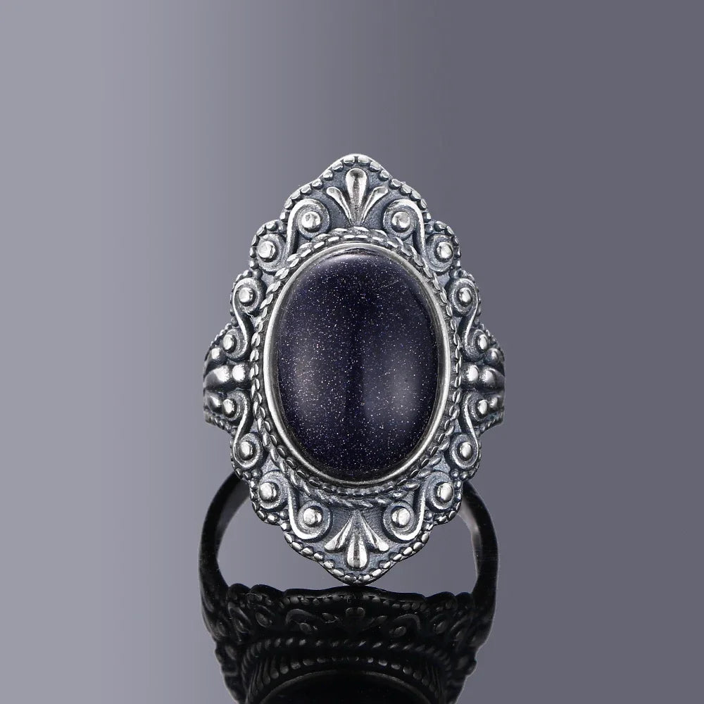 Silver ring with gemstone