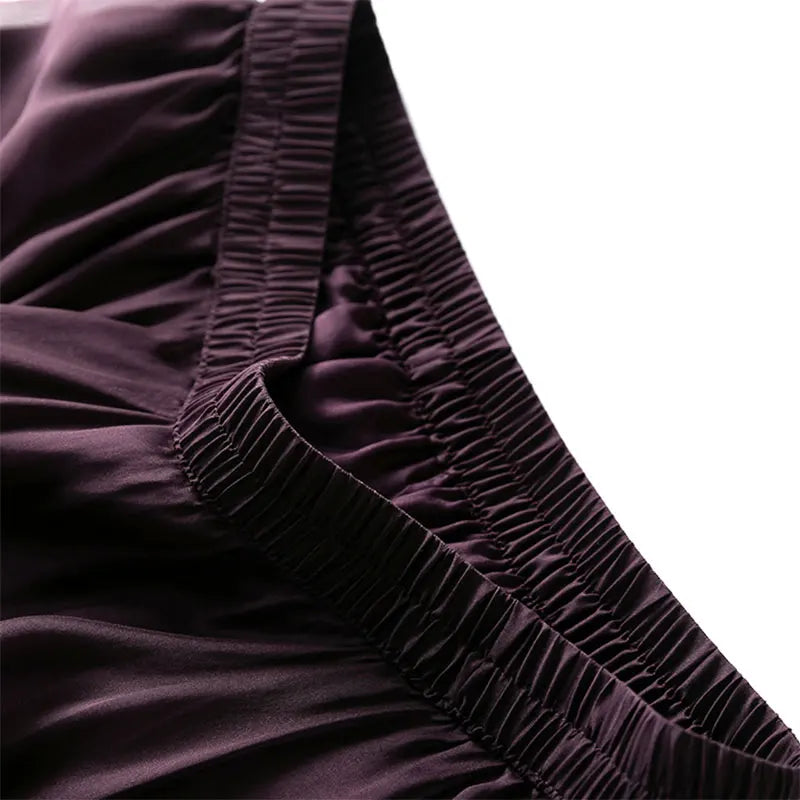 100% Mulberry Silk Solid Purple Long skirt