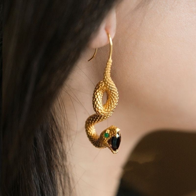 Golden snake earrings