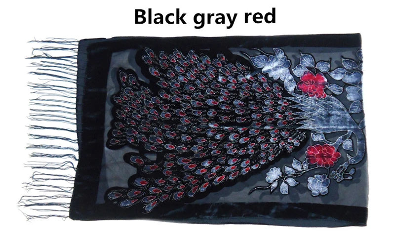 Peacock Velvet Scarf