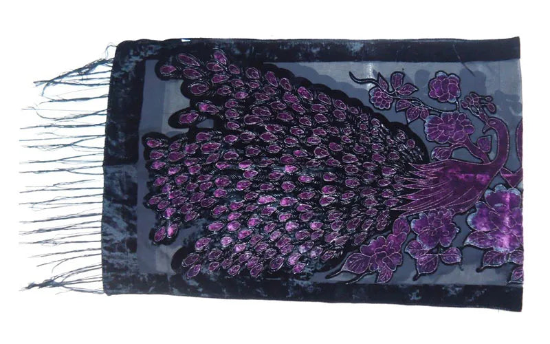 Peacock Velvet Scarf