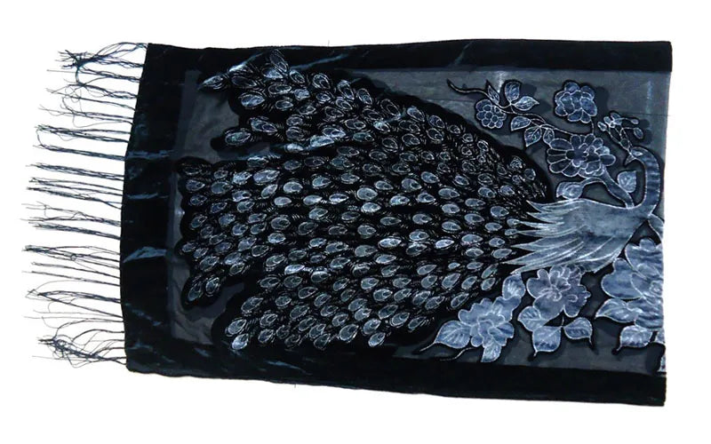 Peacock Velvet Scarf