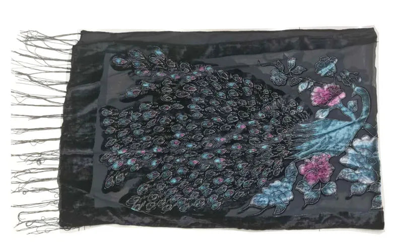 Peacock Velvet Scarf