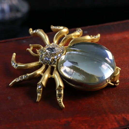 Spider glass brooch