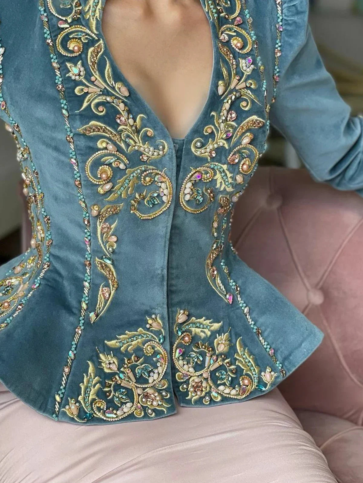 Velvet jacket with embroidery