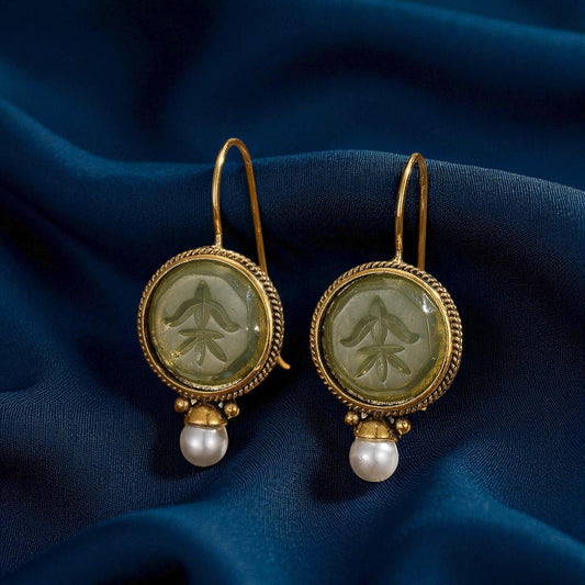 Elegant Vintage Geometric Pearl Drop Earrings
