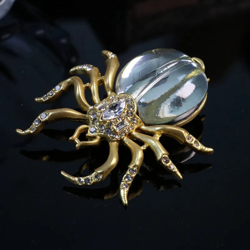 Spider glass brooch